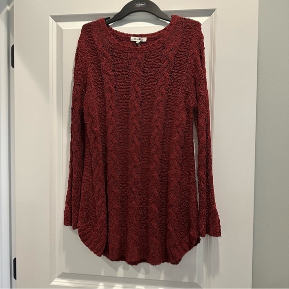 Miracle Burgundy Cable Knit Sweater - Picture 1 of 7